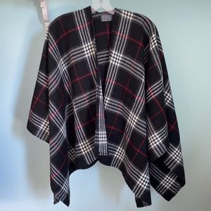 Plaid shawl cape wrap